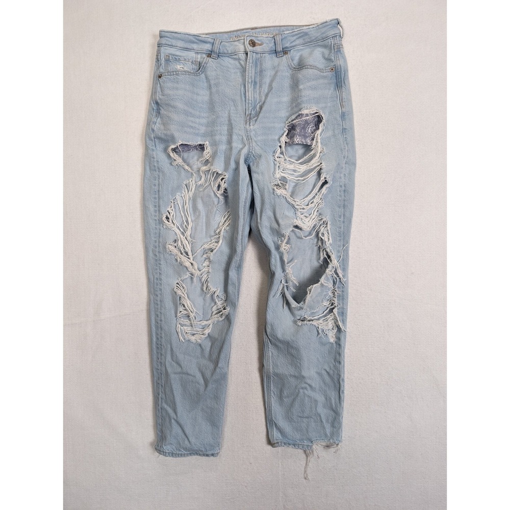 American Eagle Womens Jeans Size 12 Regular Cotton Blend Blue Destroyed‎
